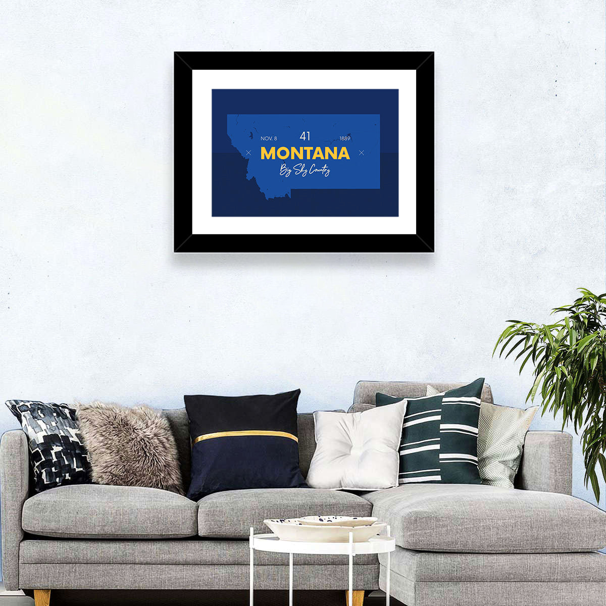 Montana State Map Wall Art