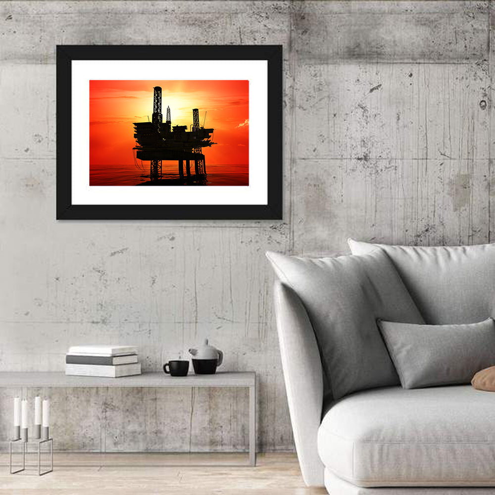 Oil Rig Silhouette Wall Art