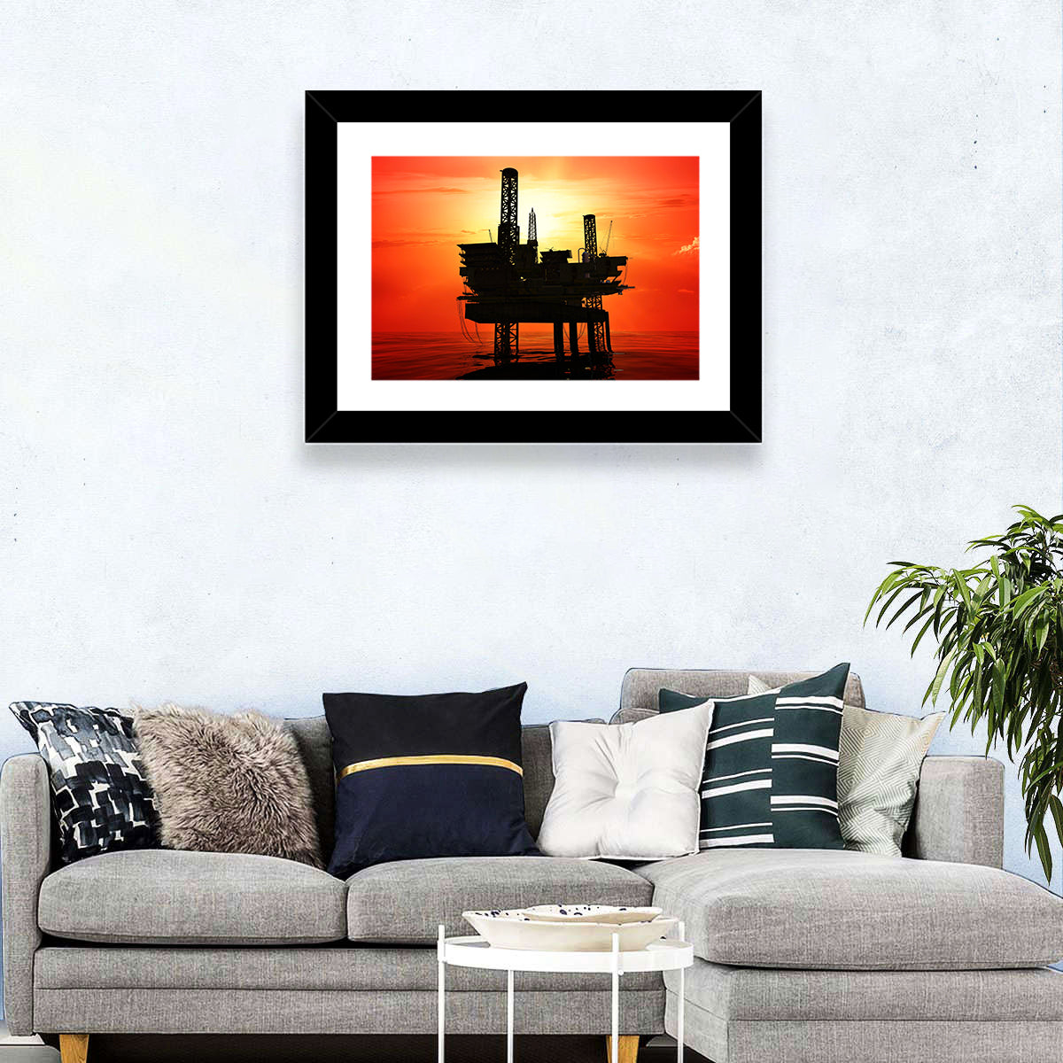 Oil Rig Silhouette Wall Art