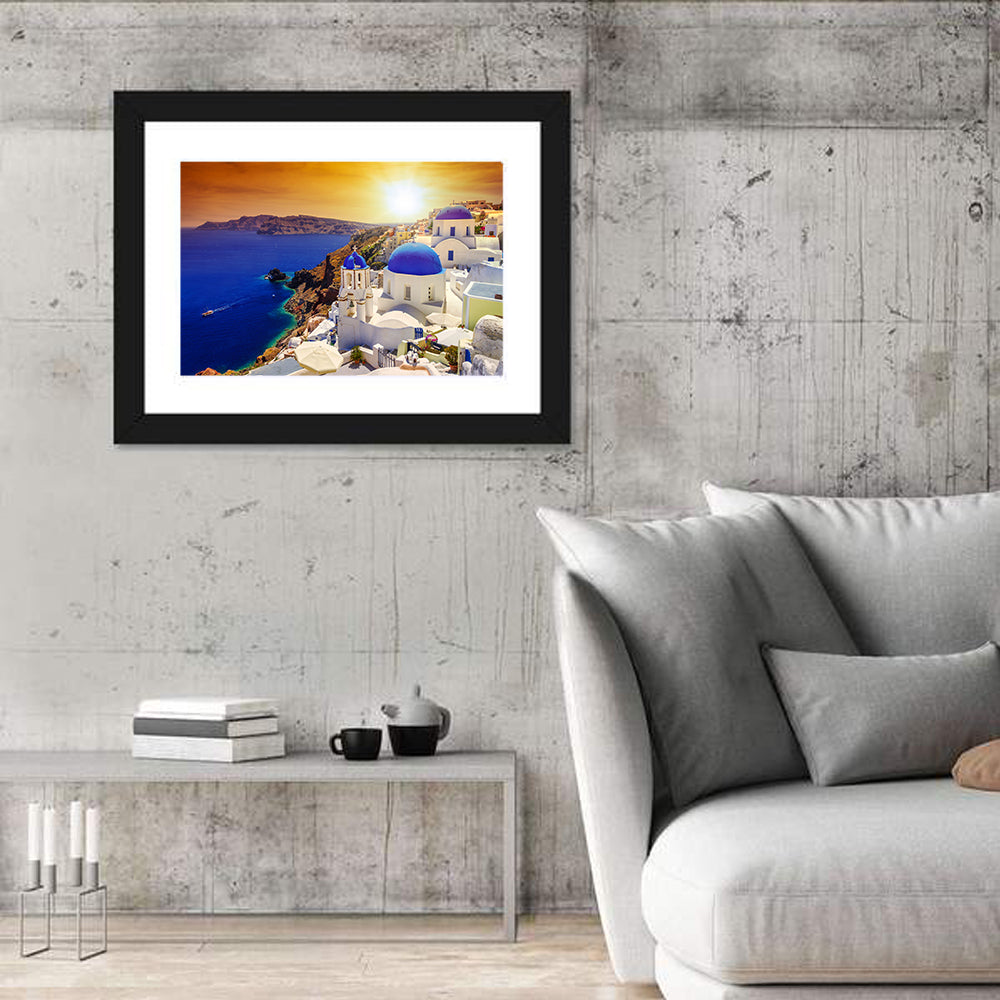 Oia Town Sunset Wall Art