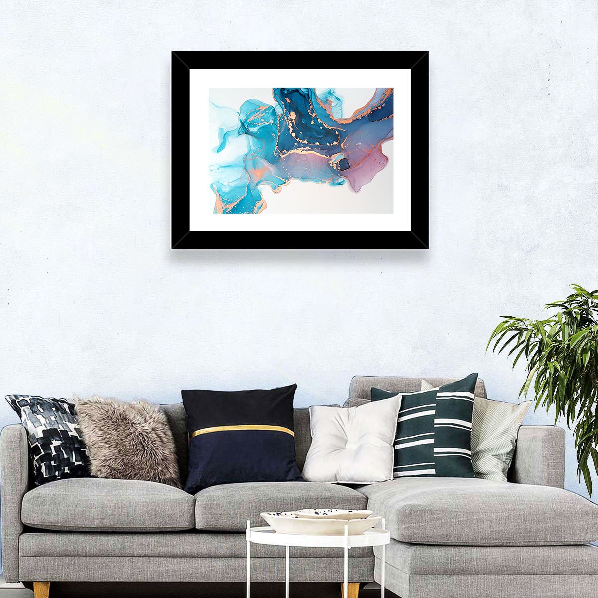 Flowing Fluid Glitter Abstract Wall Art