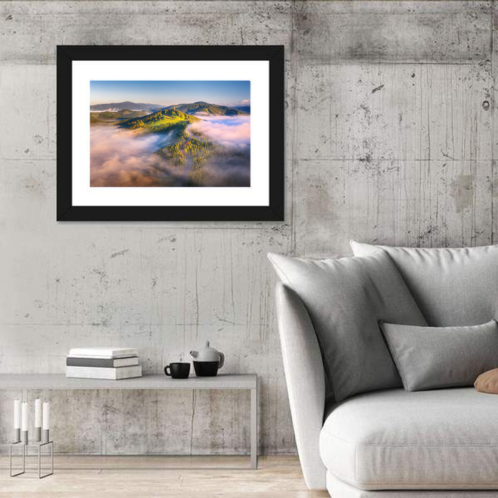 Foggy Mountains Sunrise Wall Art