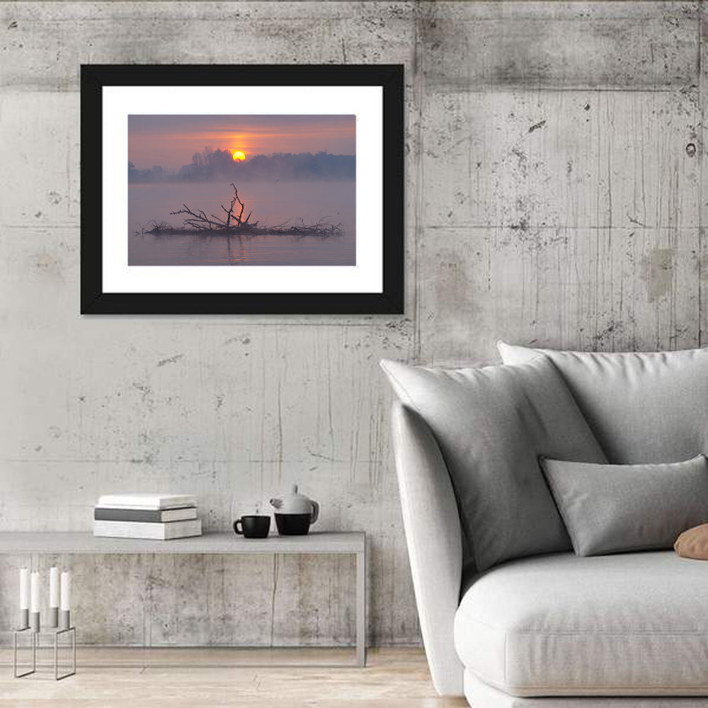 Misty Lake Sunrise Wall Art