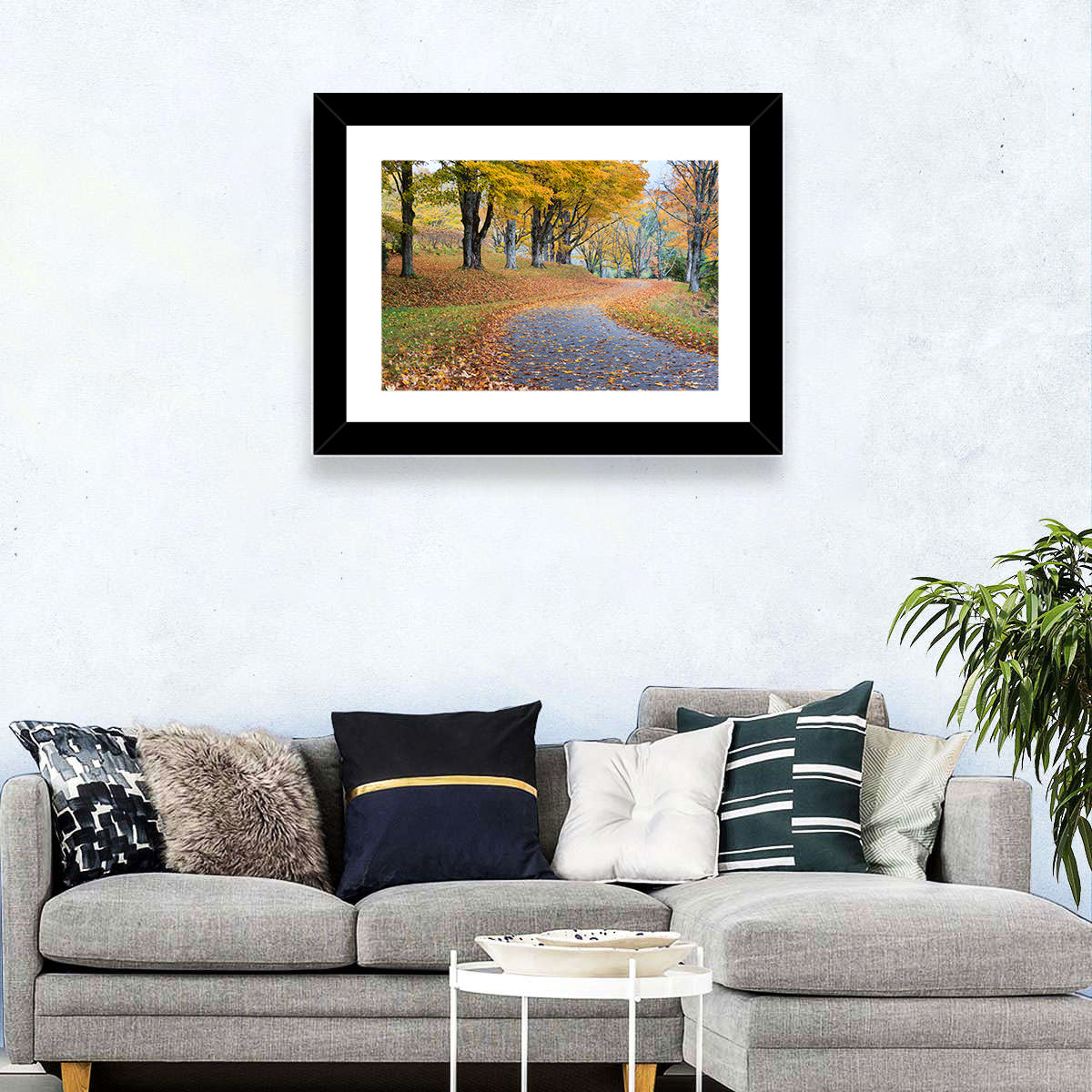 Autumn Leaves on Road Wall Art