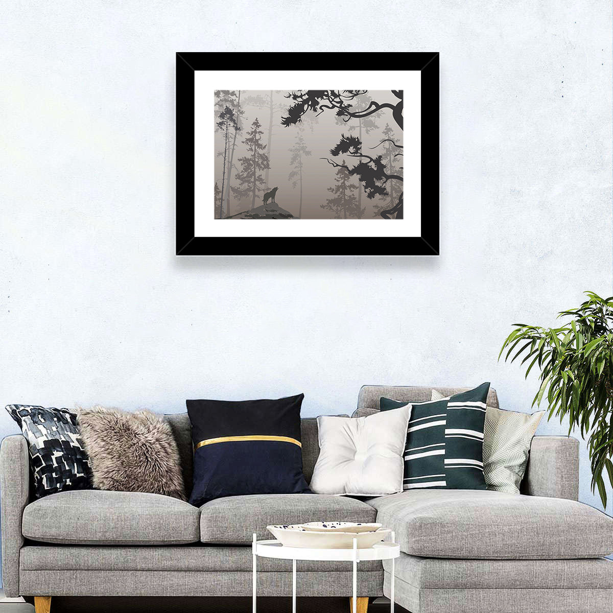 Forest & Howling Wolf Wall Art