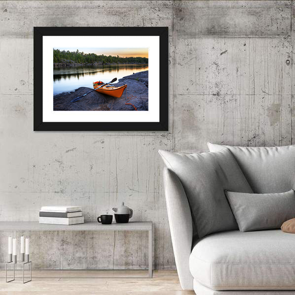 Kayak On River Bank Wall Art