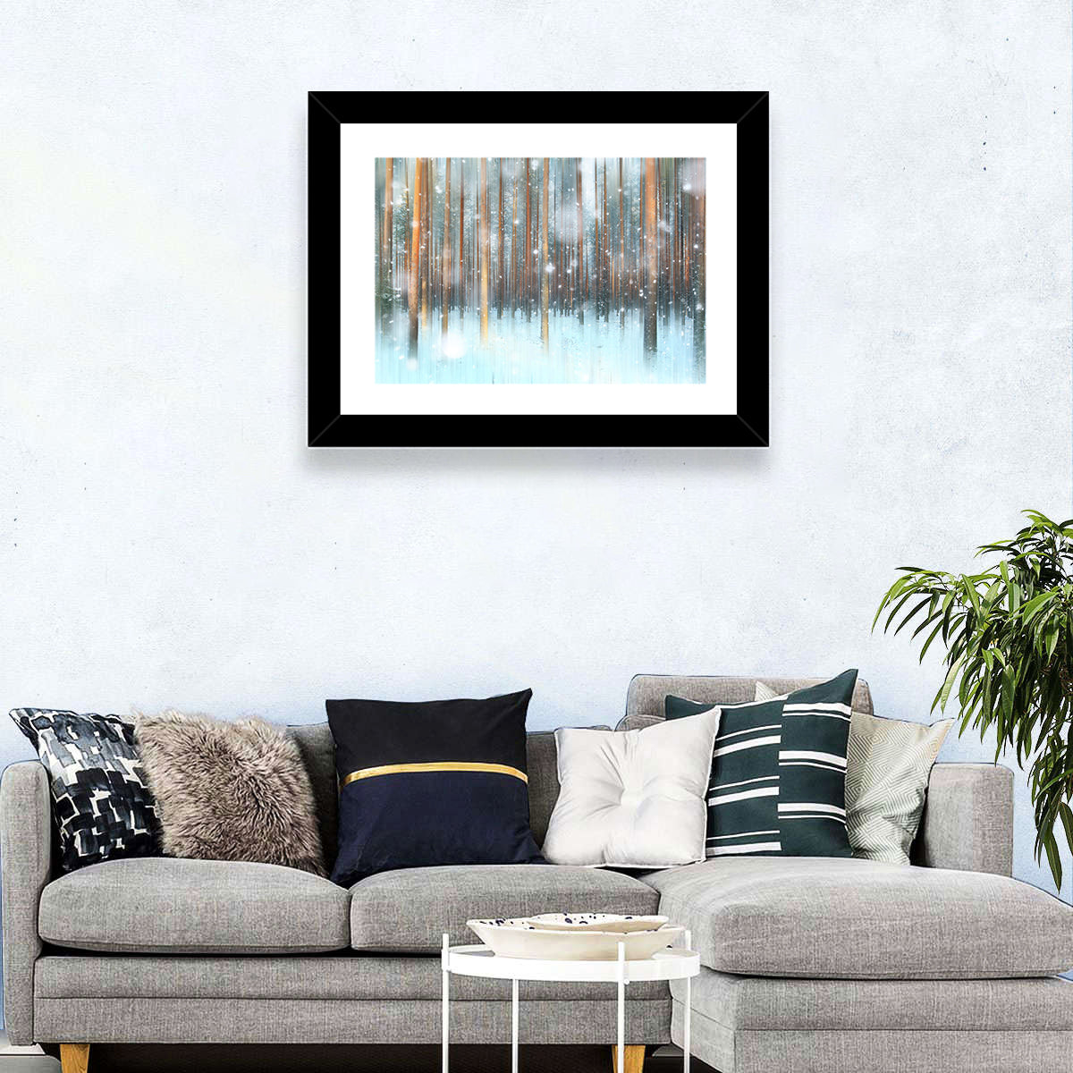 Snowy Abstract Forest Wall Art