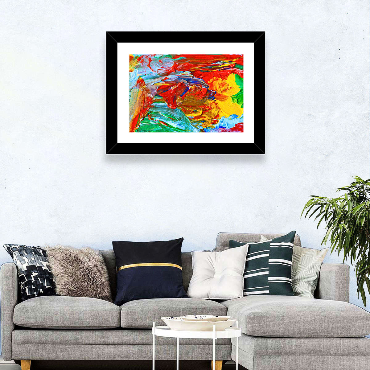 Random Colors Brush Abstract Wall Art