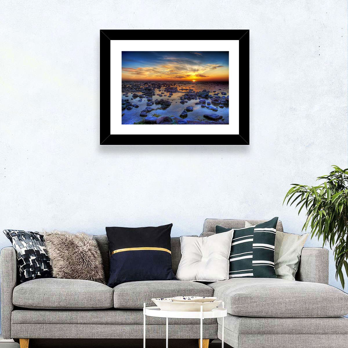 Sea Stones Sunset Wall Art