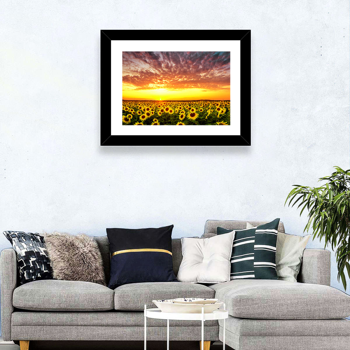 Sunflower Field Sunset Wall Art