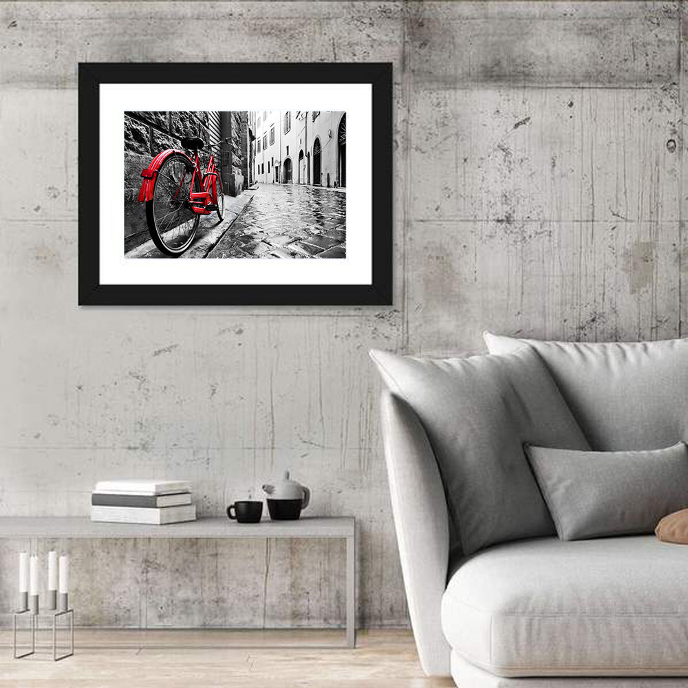 Retro Bicycle in Street Wall Art