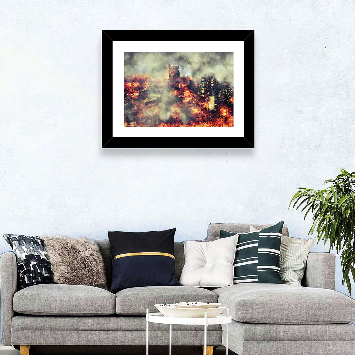 Burning City Abstract Wall Art