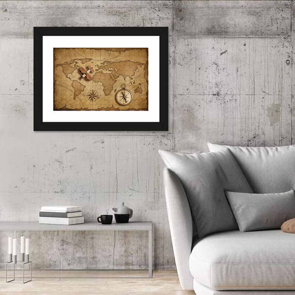 Retro Map Flying Plan Wall Art