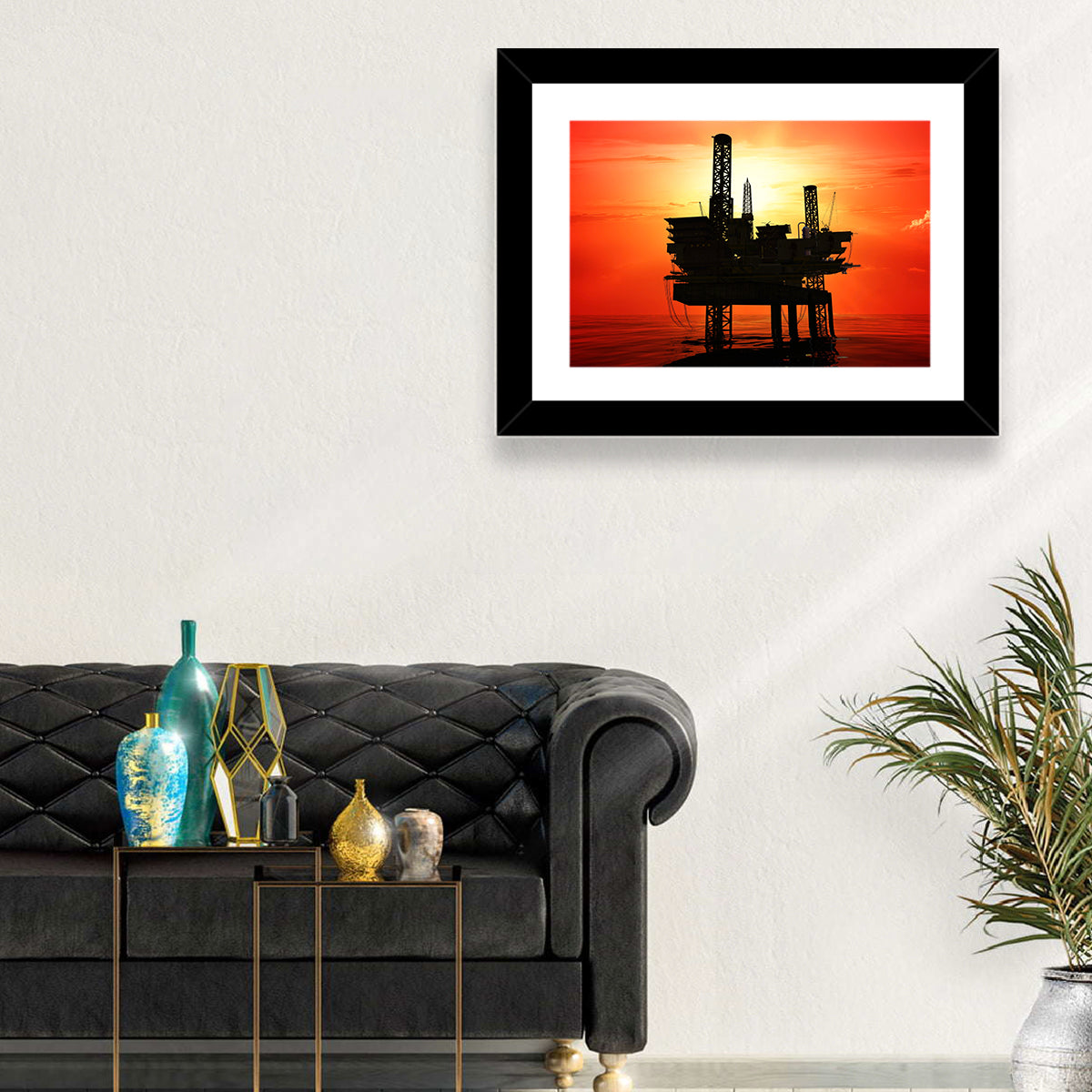 Oil Rig Silhouette Wall Art