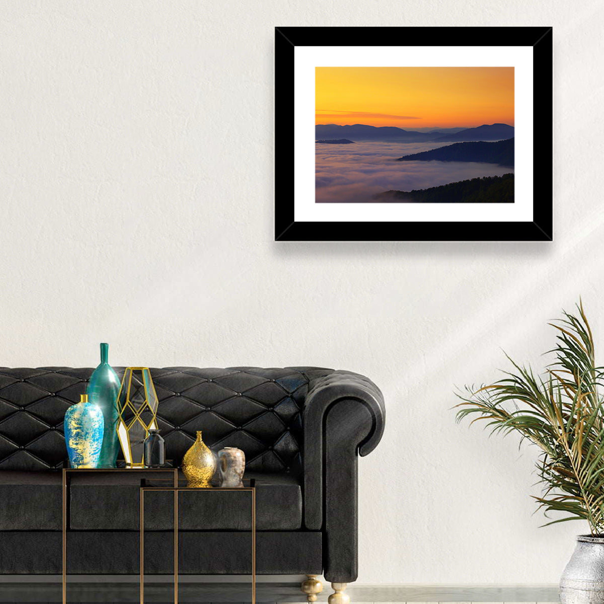 Cloudy Mountains Sunset Wall Art