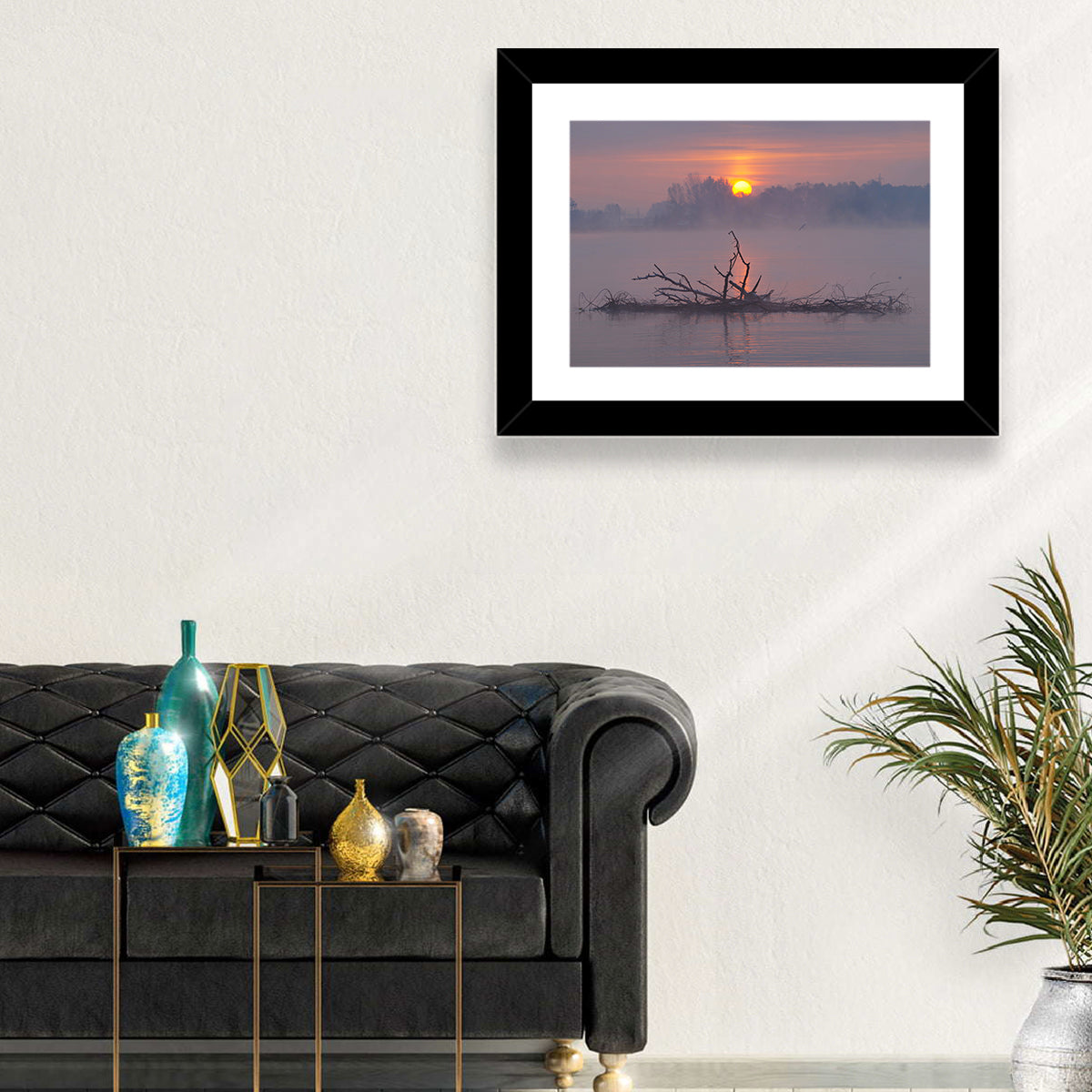 Misty Lake Sunrise Wall Art