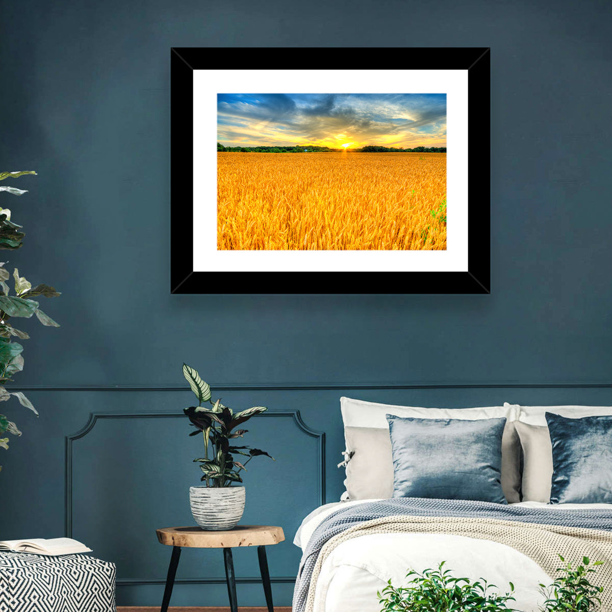 Wheat Field Sunset Wall Art