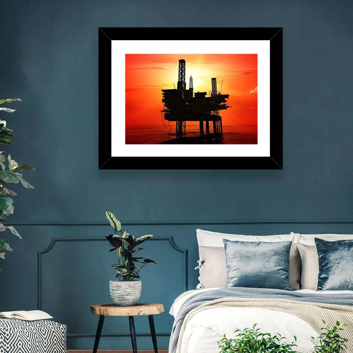 Oil Rig Silhouette Wall Art