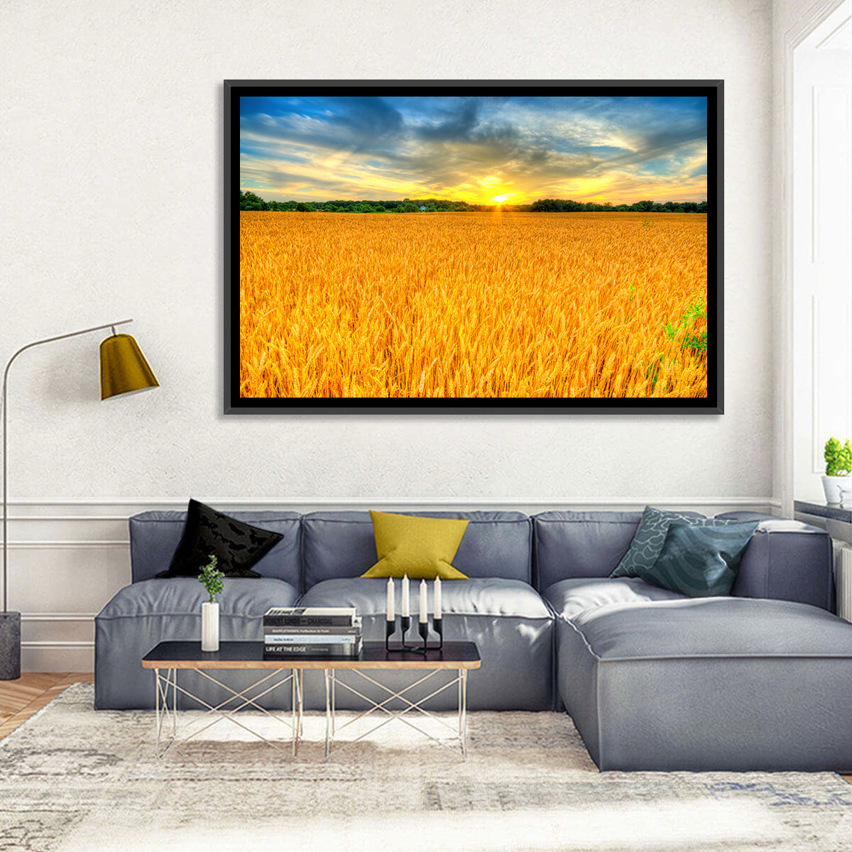 Wheat Field Sunset Wall Art
