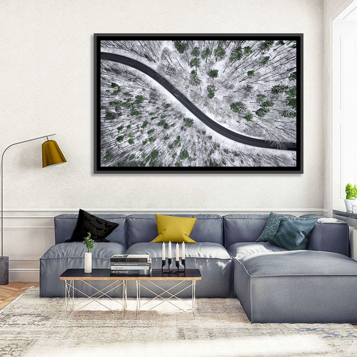 Snowy Forest Road Wall Art
