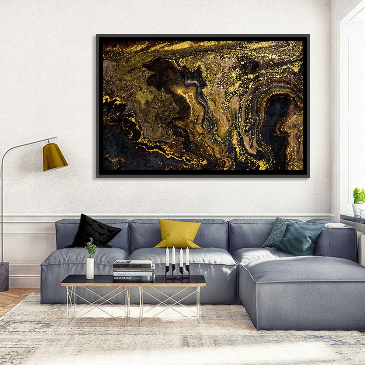Black Gold Abstract Pattern Wall Art