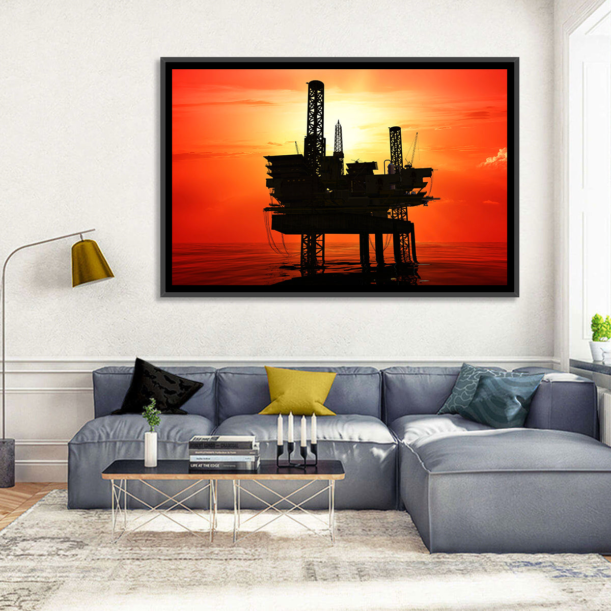 Oil Rig Silhouette Wall Art