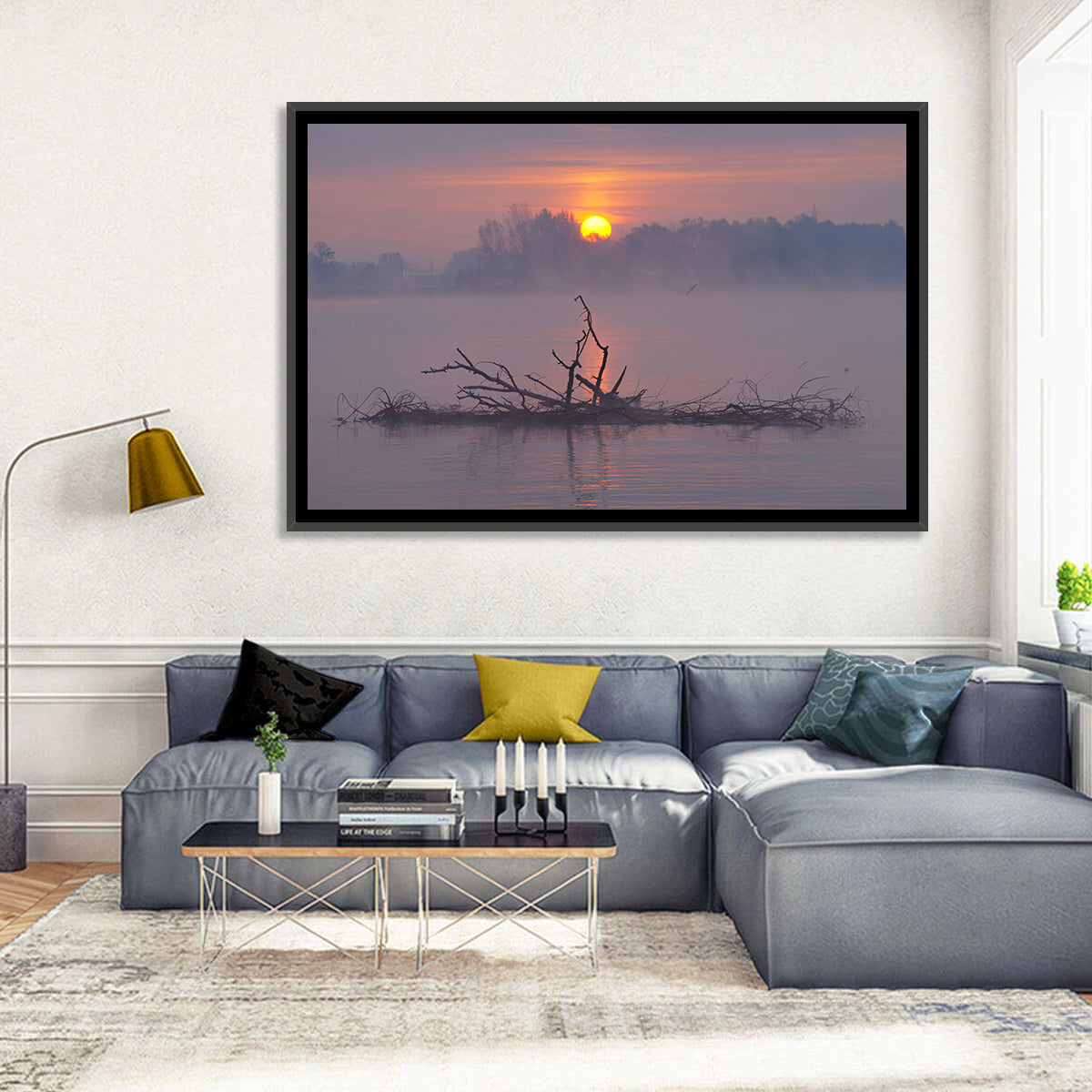 Misty Lake Sunrise Wall Art