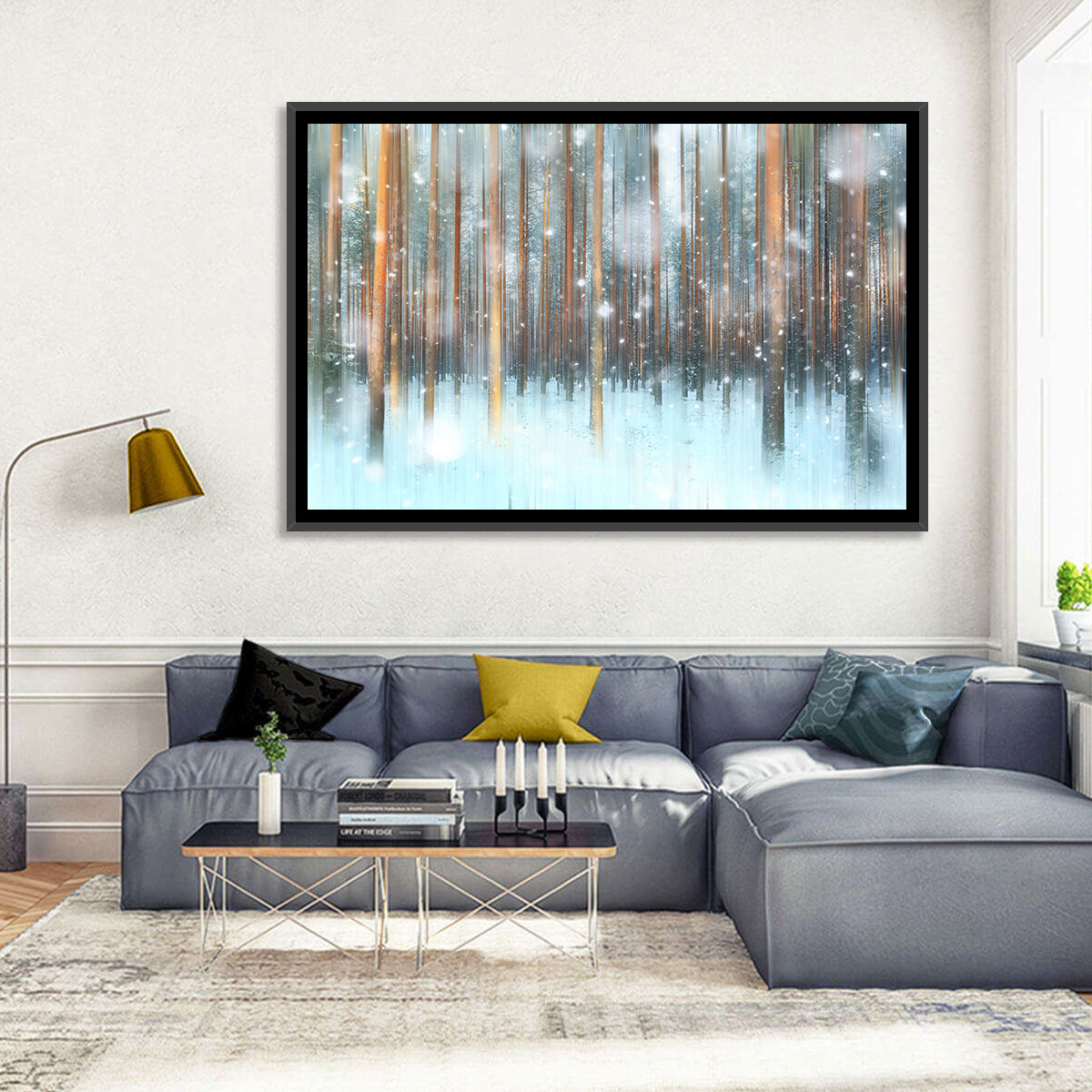 Snowy Abstract Forest Wall Art