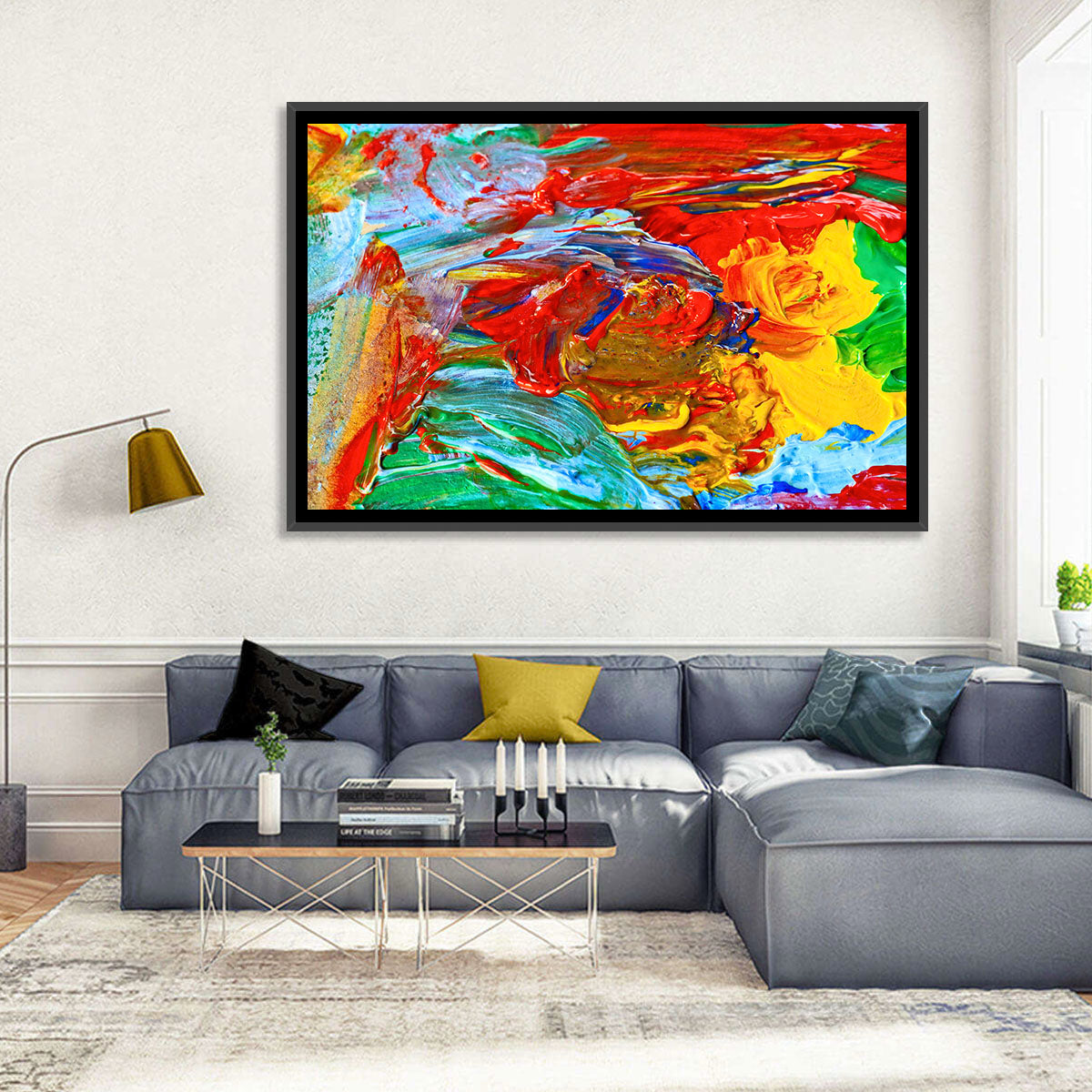 Random Colors Brush Abstract Wall Art