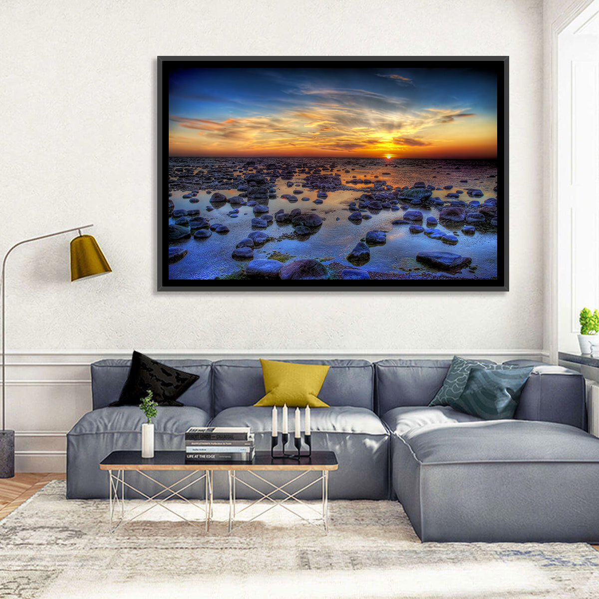 Sea Stones Sunset Wall Art