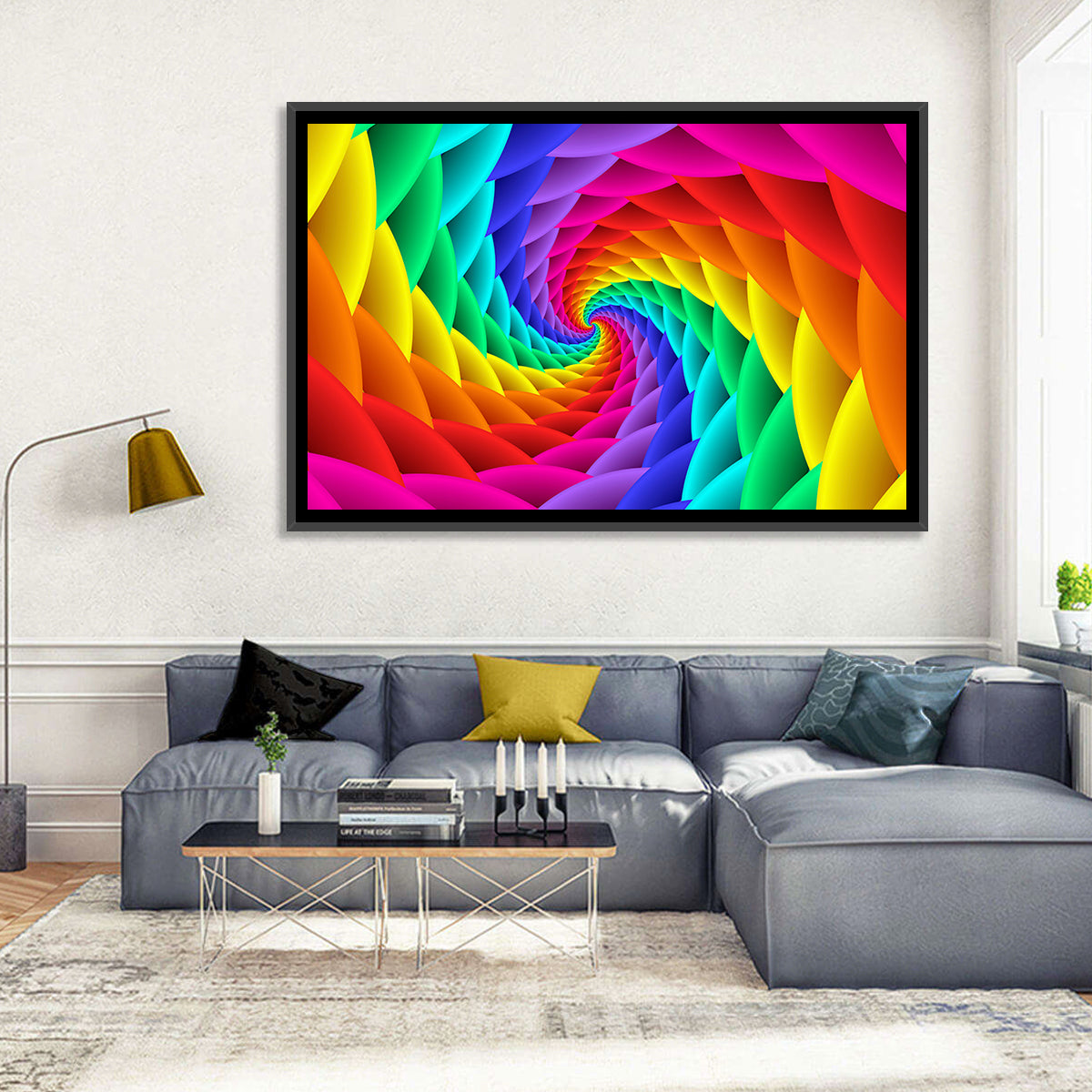 Spiral Rainbow Tunnel Wall Art