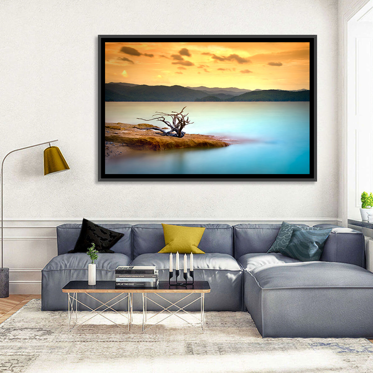 Turquoise Lake Sunset Wall Art
