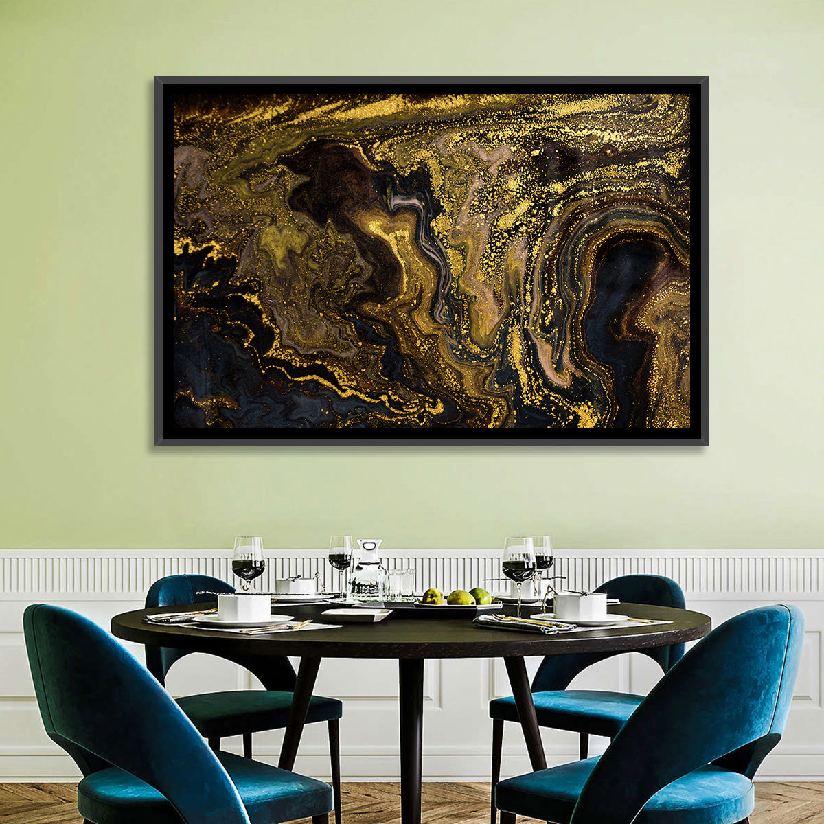 Black Gold Abstract Pattern Wall Art