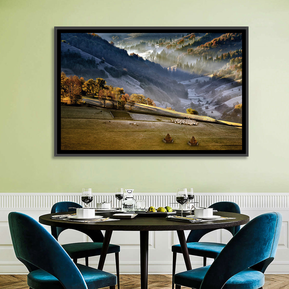 Mountains Village Landscape Wall Art