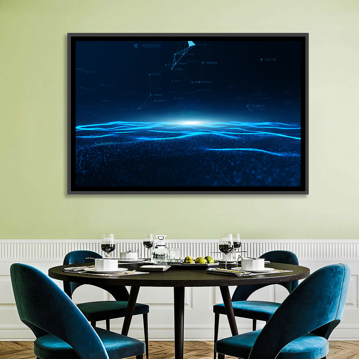 Digital Data Waves Wall Art