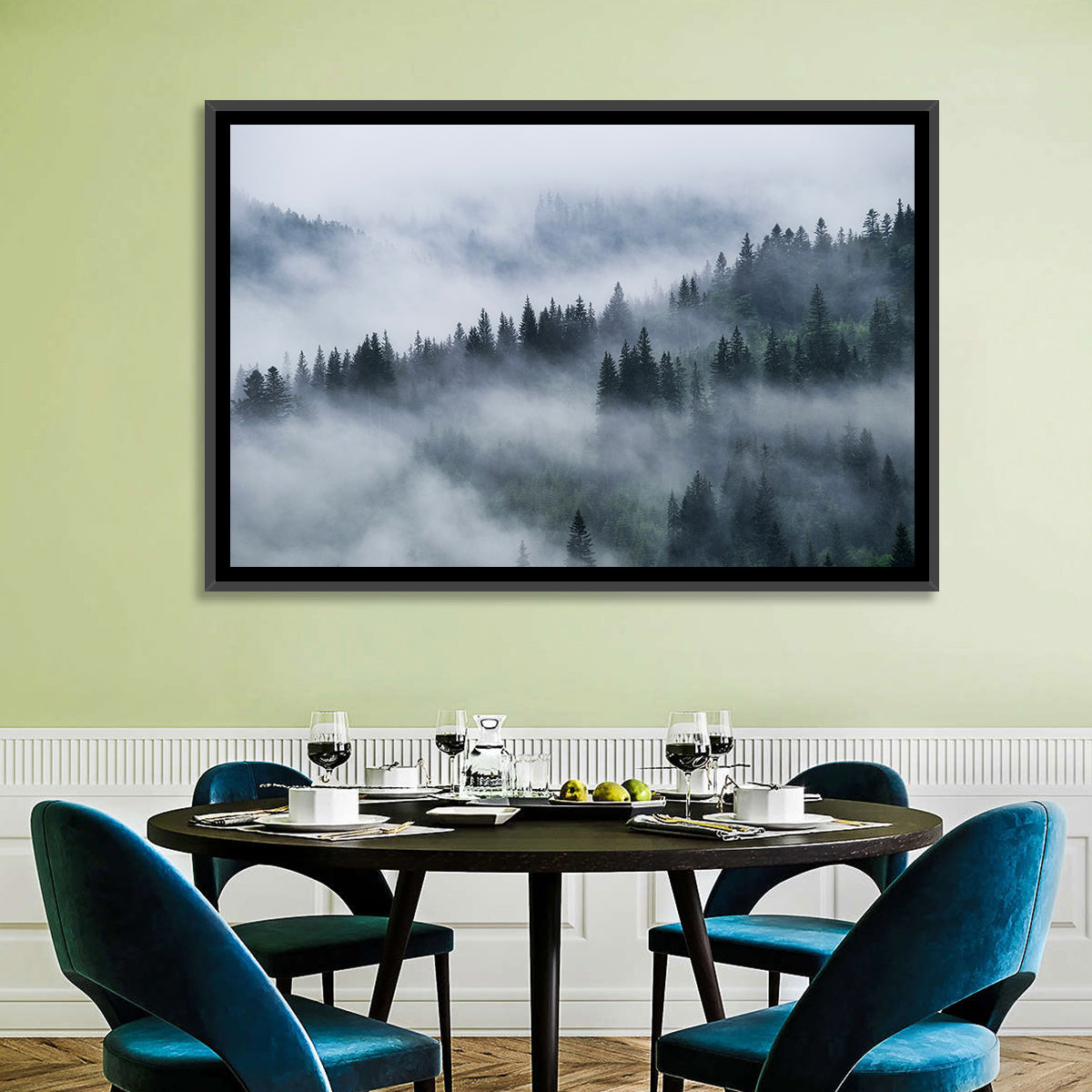 Foggy Mountains Forest Wall Art