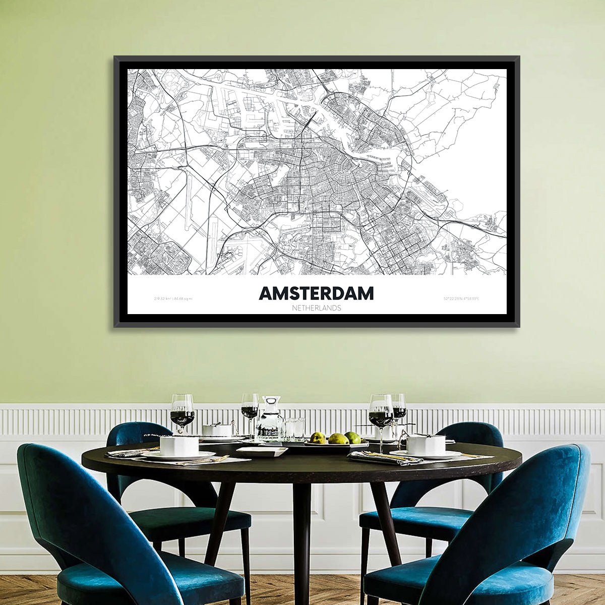 Amsterdam City Map Wall Art