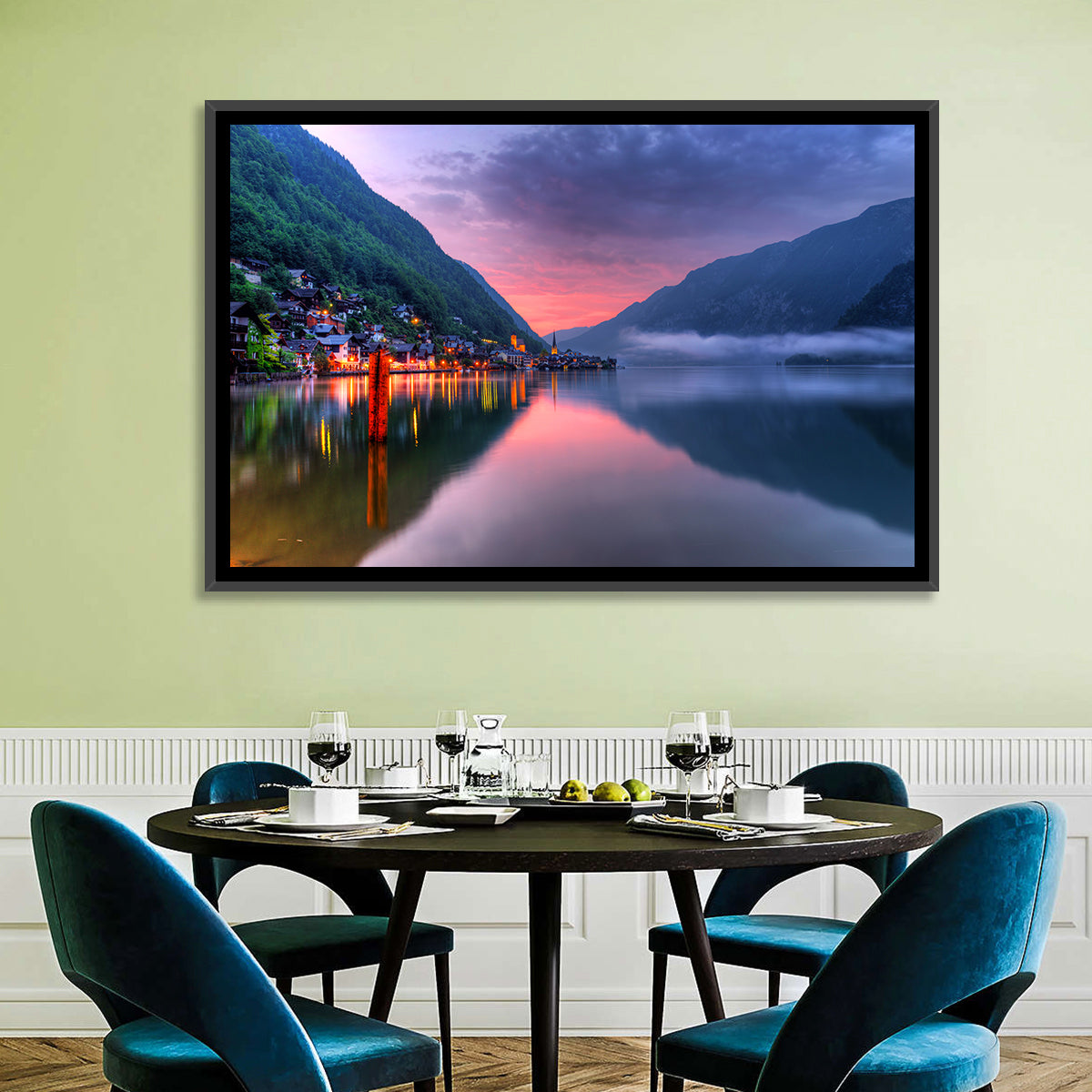 Hallstatt Mountain Town Wall Art