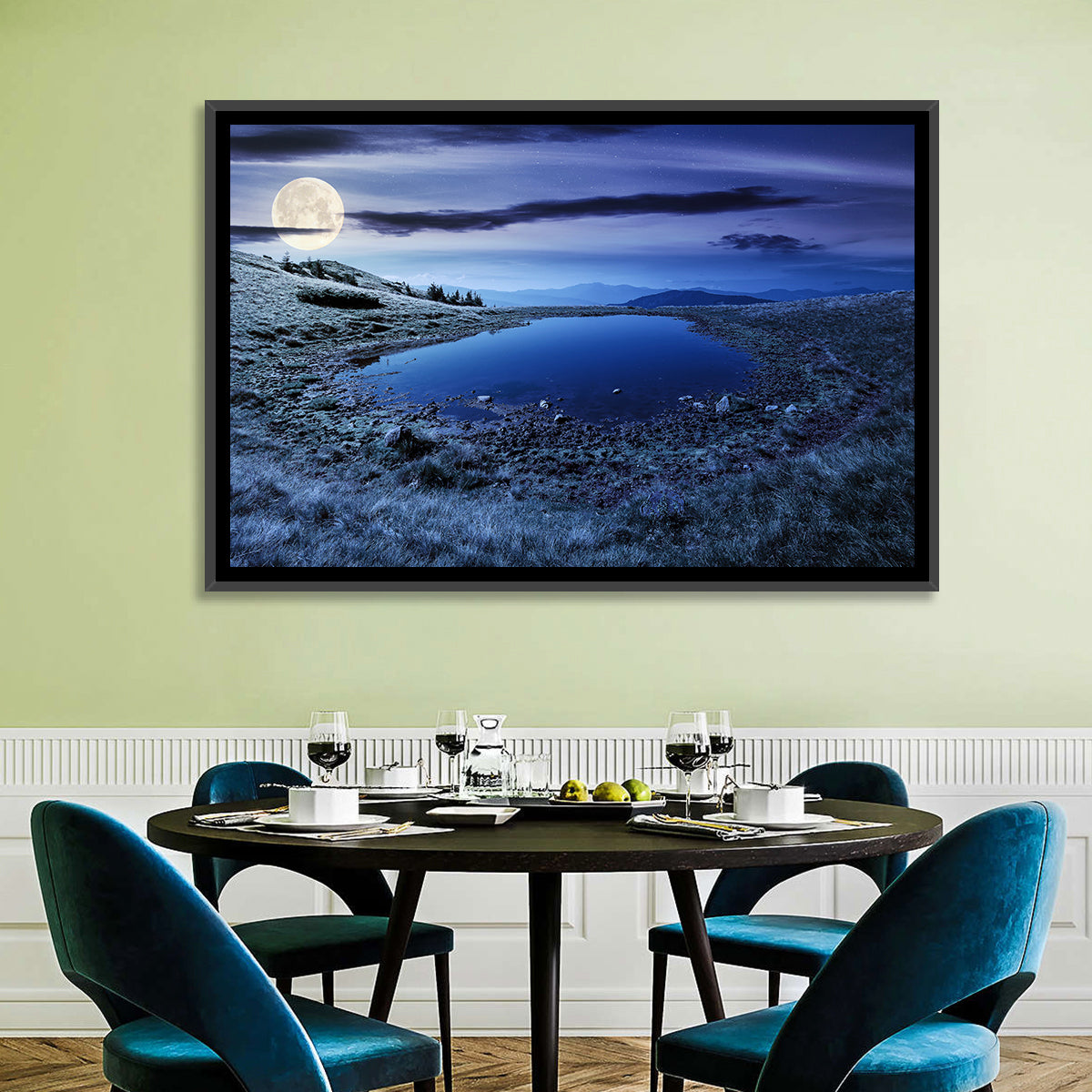 Mountain Lake at Night Wall Art