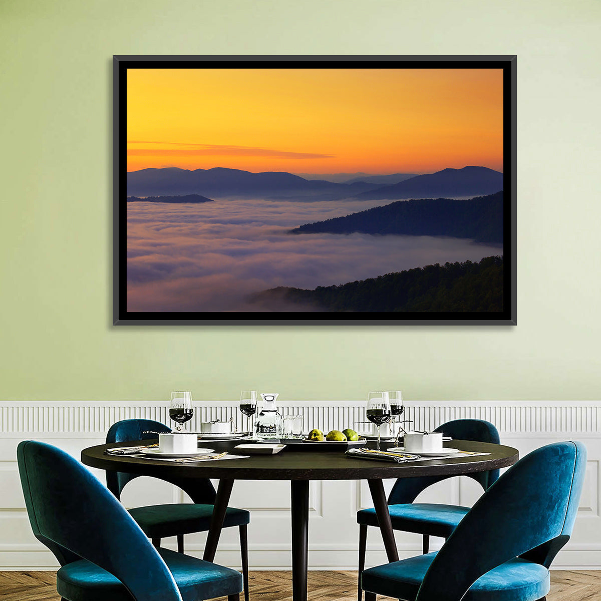 Cloudy Mountains Sunset Wall Art