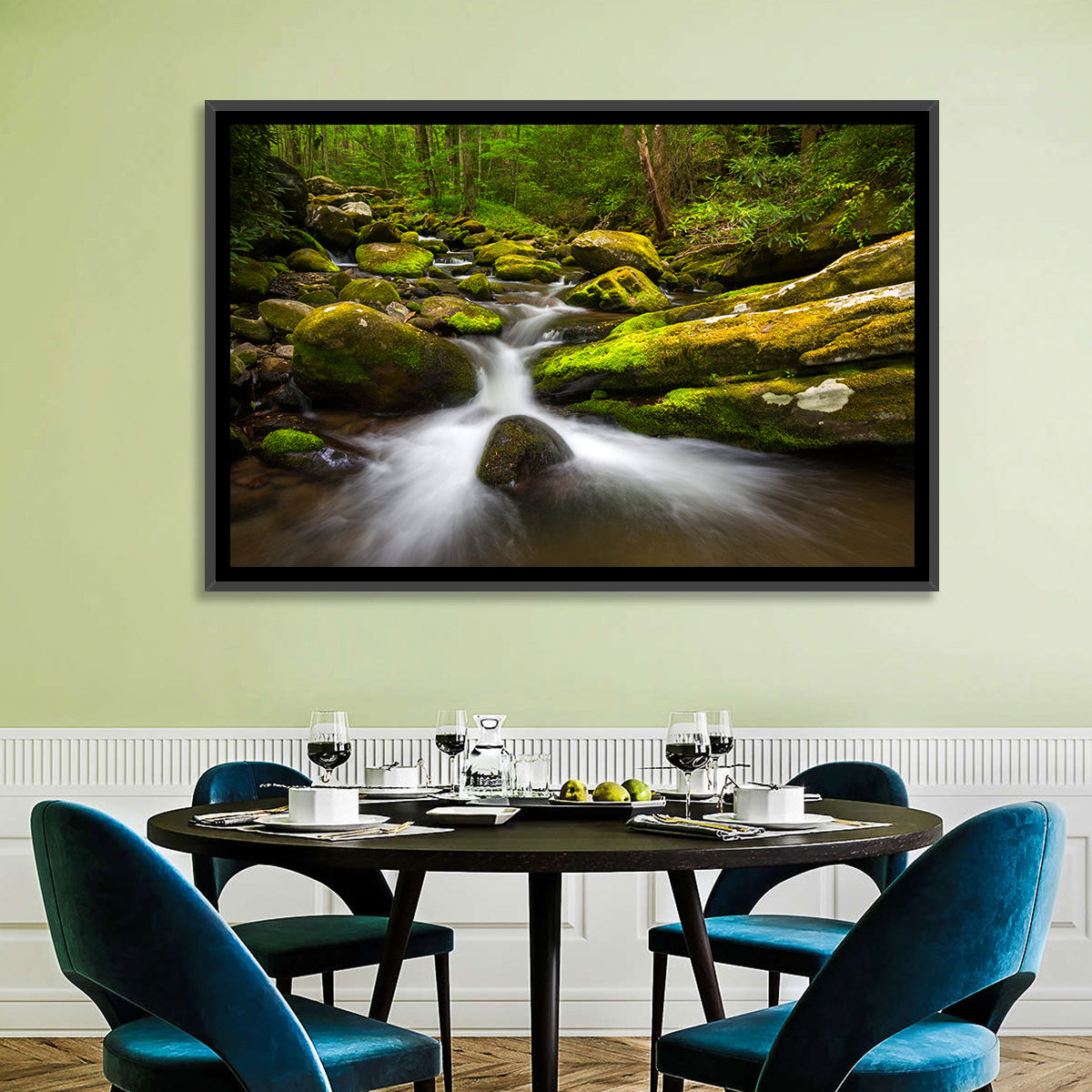 Green Forest Stream Wall Art