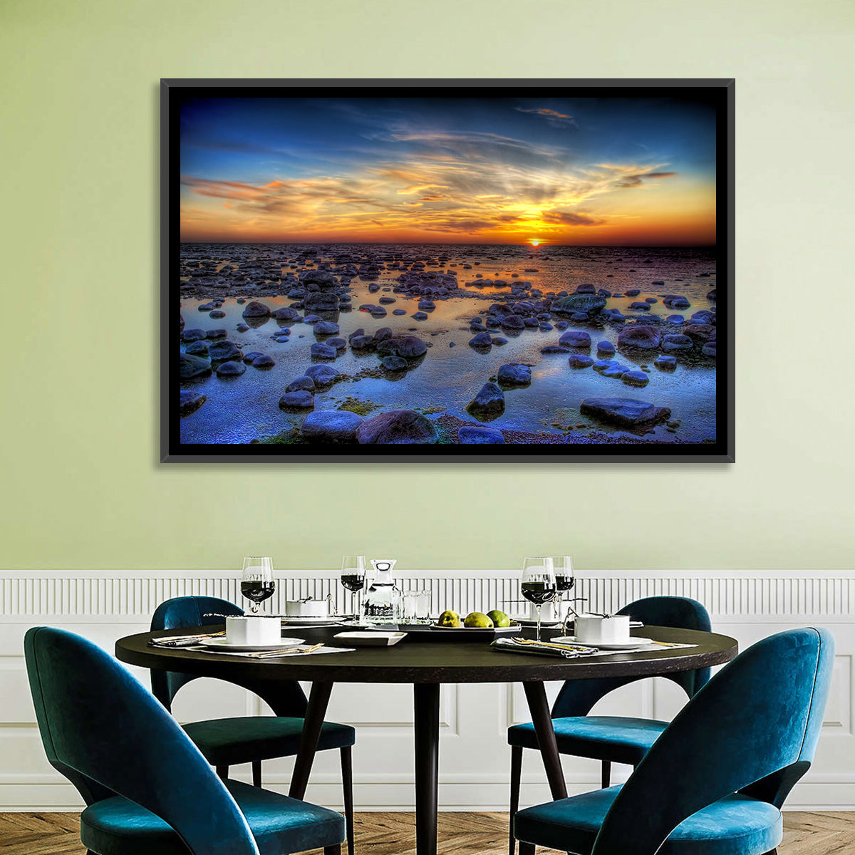 Sea Stones Sunset Wall Art
