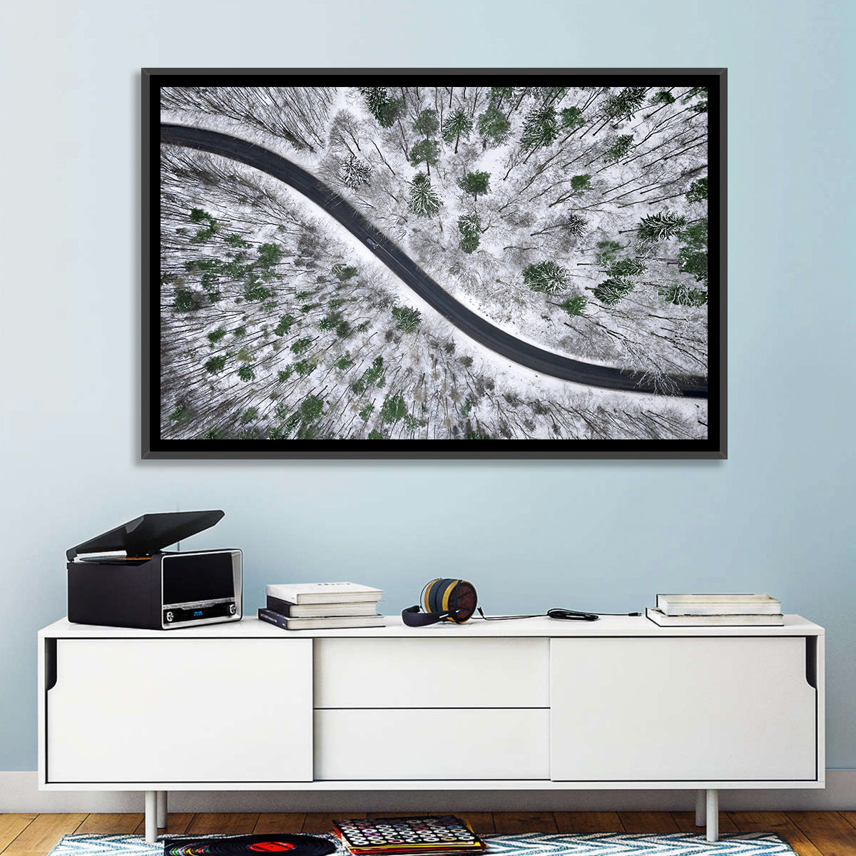 Snowy Forest Road Wall Art