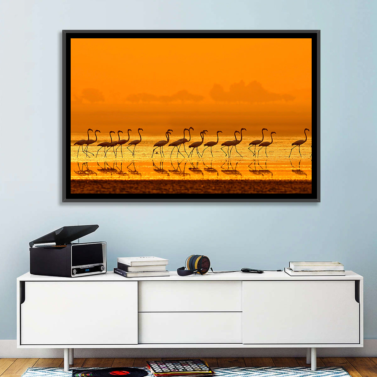 Lined Up Flamingos Wall Art