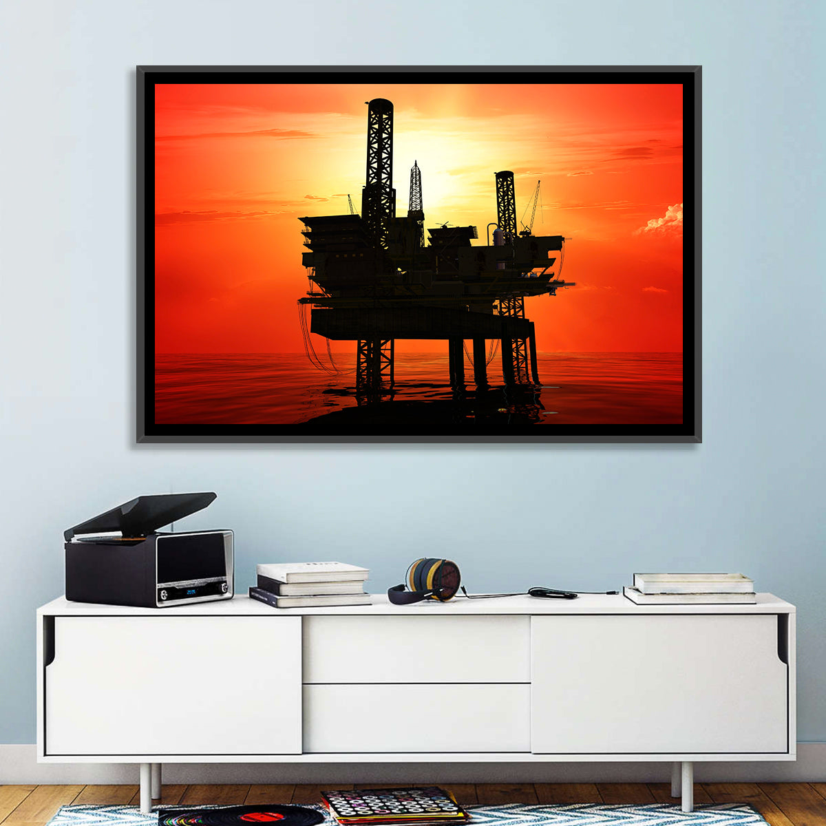 Oil Rig Silhouette Wall Art