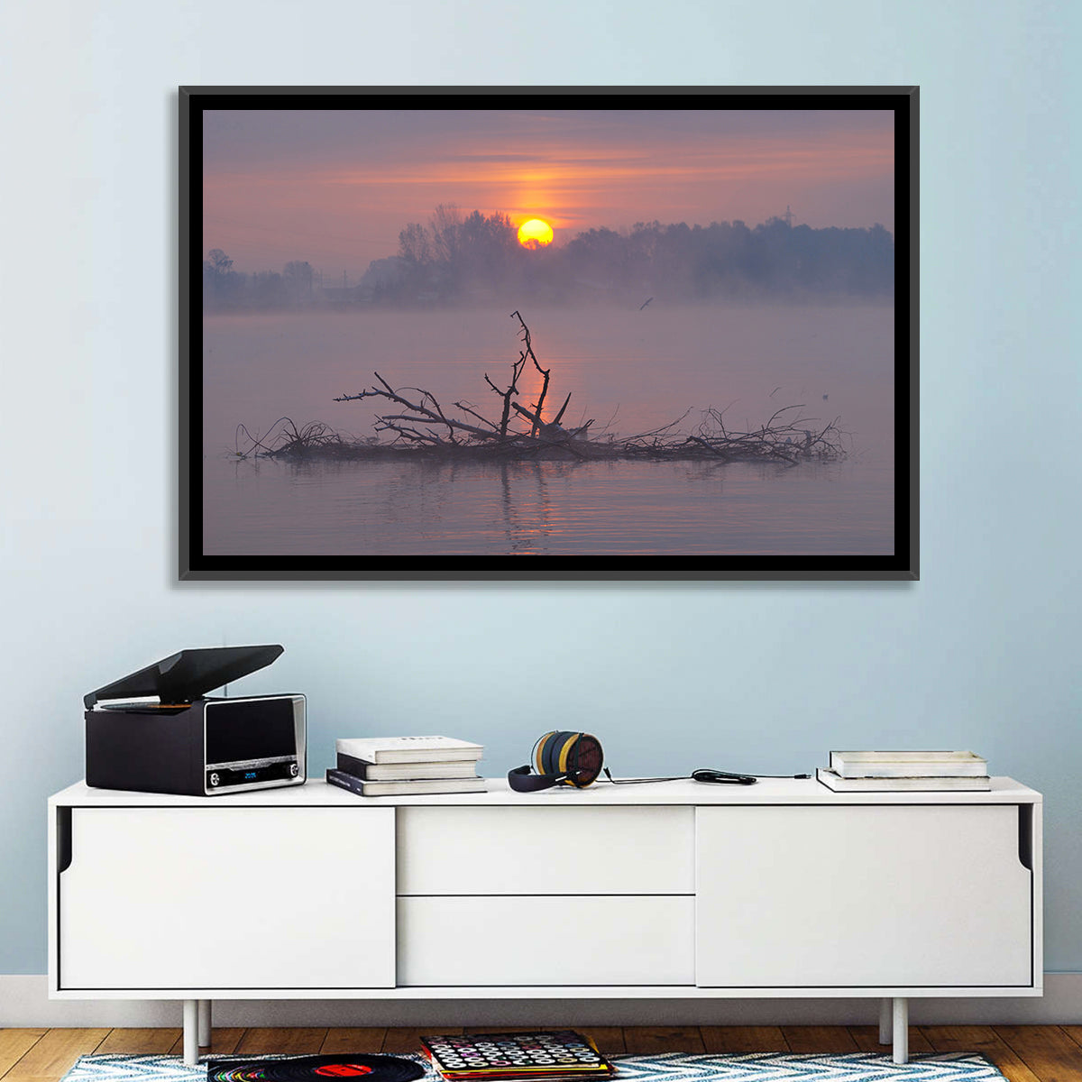 Misty Lake Sunrise Wall Art