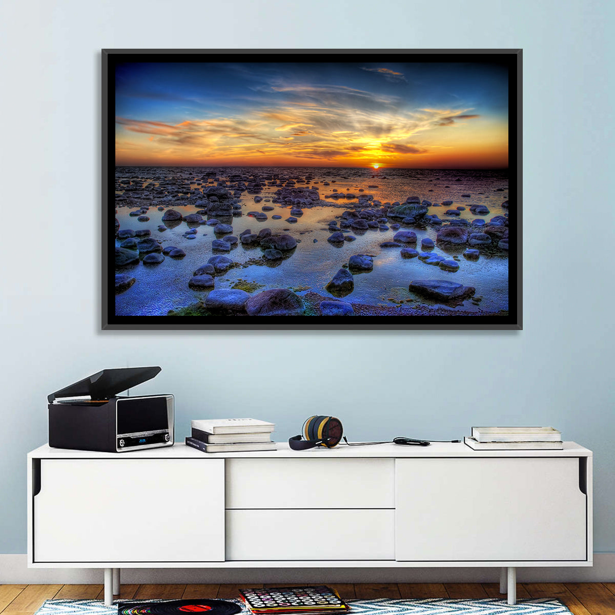 Sea Stones Sunset Wall Art