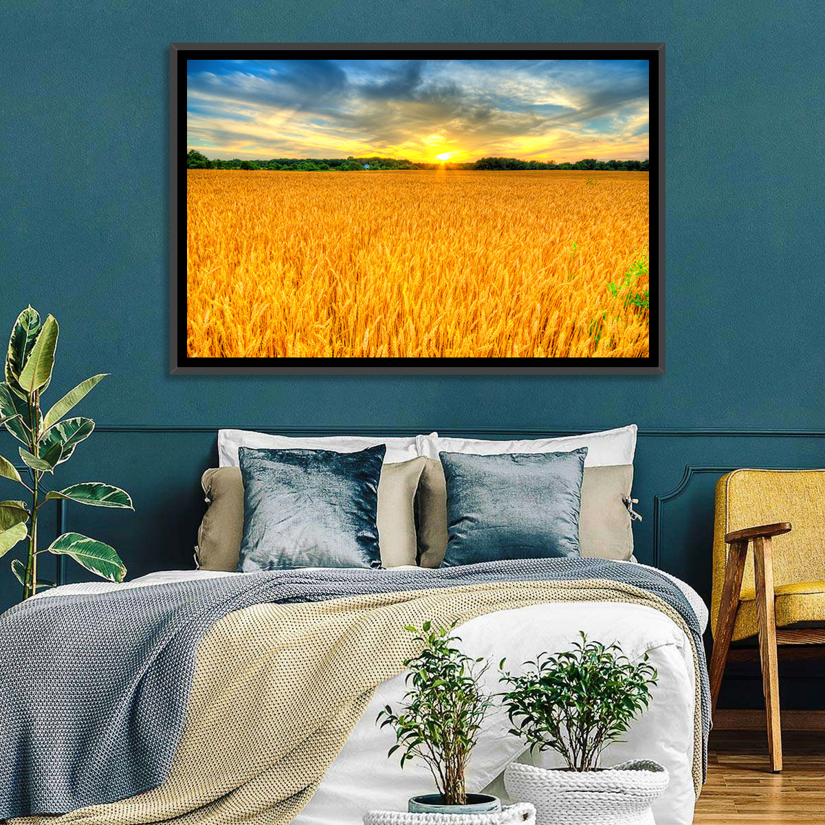 Wheat Field Sunset Wall Art