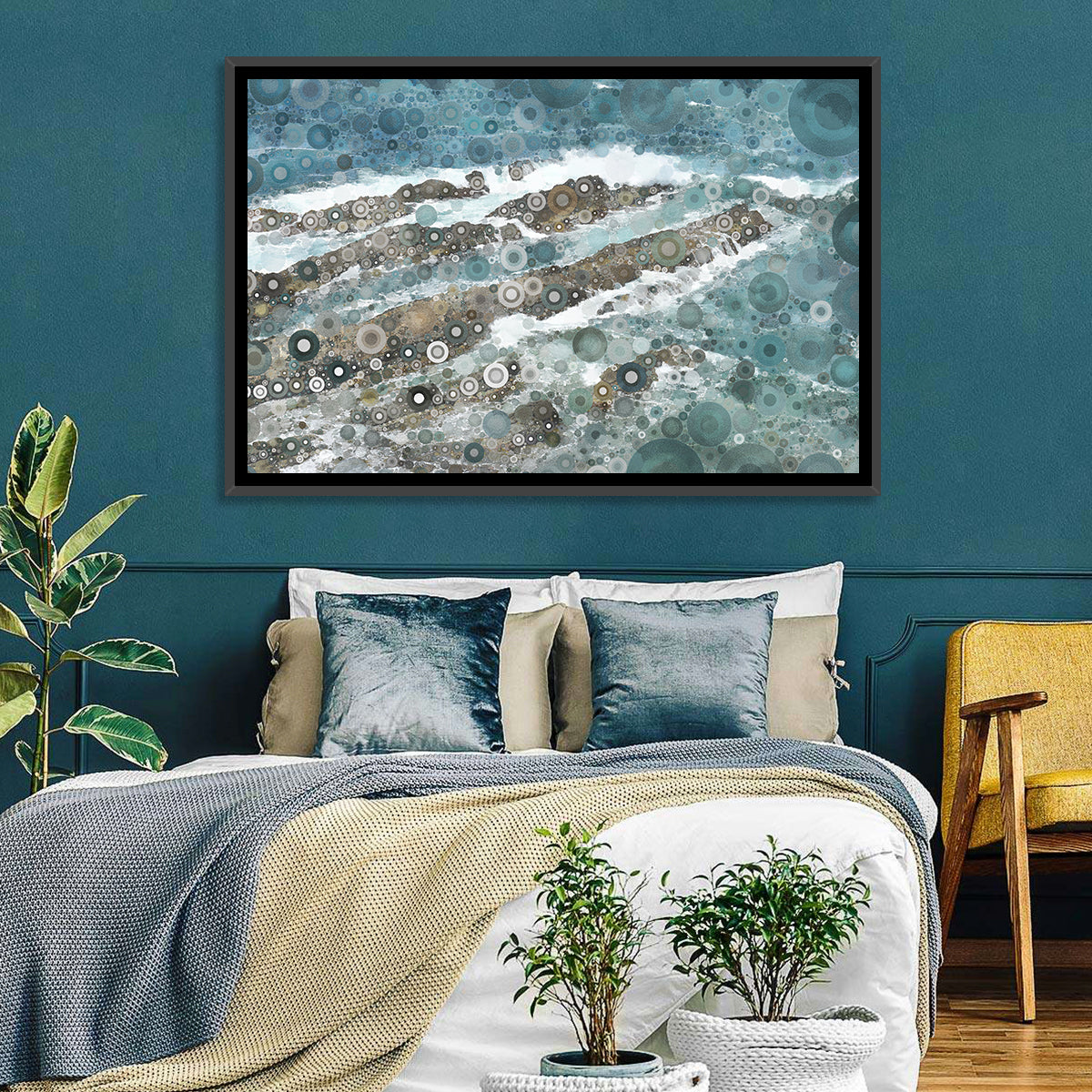 Mosaic Ocean Wave Abstract Wall Art