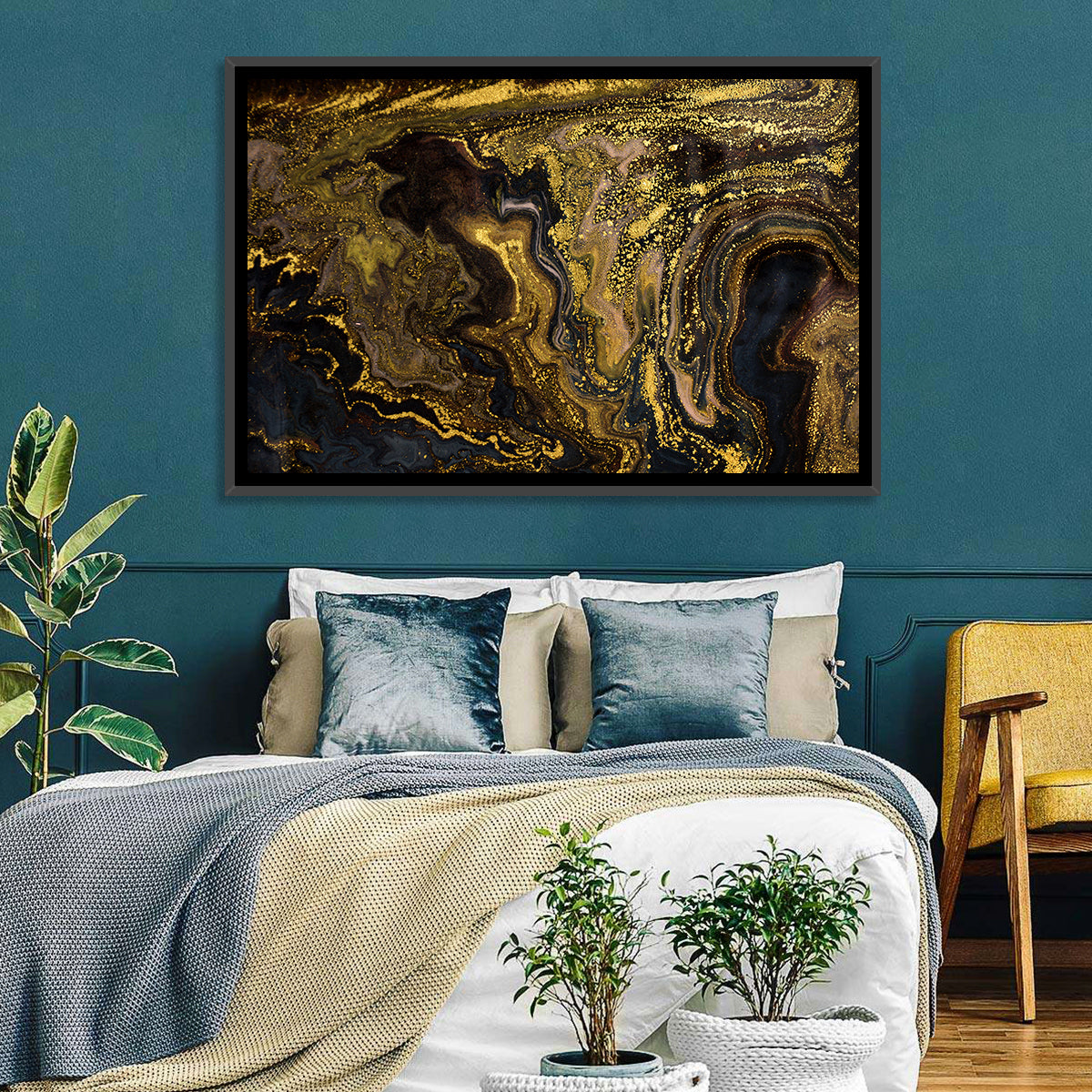Black Gold Abstract Pattern Wall Art